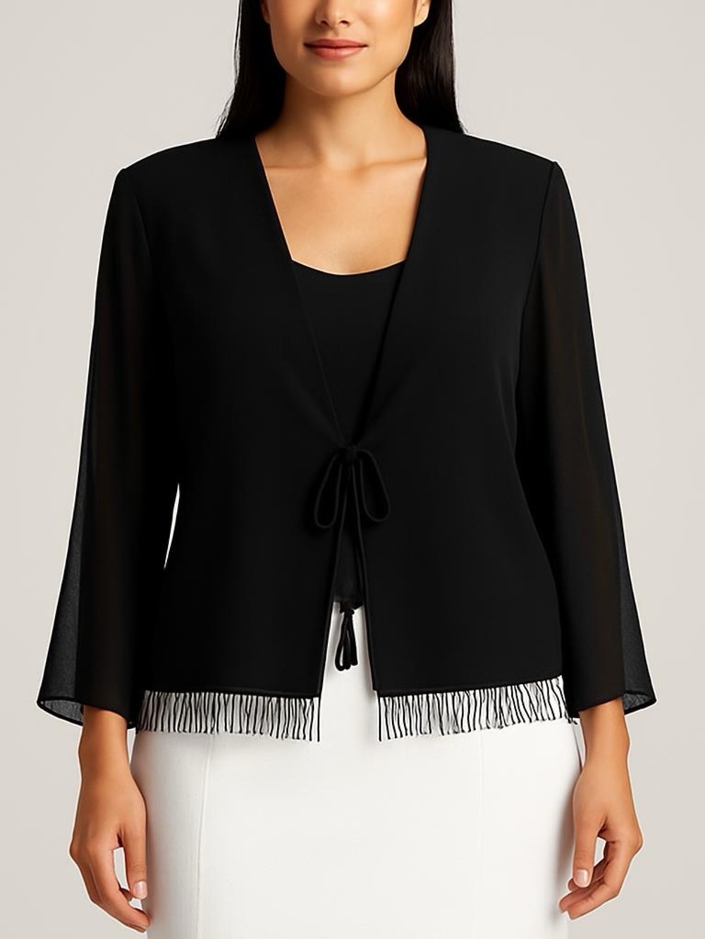 R & M Richards Dressy Jacket Black Beaded Size 16